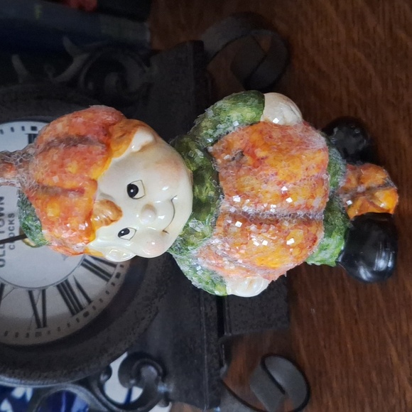 Vintage Porcelain Halloween Boy in Pumpkin and Girl in Ghost Costume Figurines - Picture 2 of 8